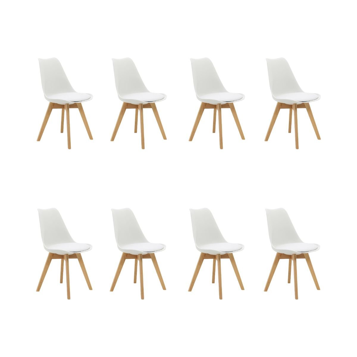 Kit 8 Cadeiras Saarinen Wood Estofada Pés de Madeira - Branco