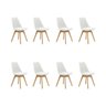 Kit 8 Cadeiras Saarinen Wood Estofada Pés de Madeira - Branco - 1