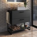 Ver imagem 2 de Gabinete para Banheiro com 1 Gaveta 80cm P1028 Grafite