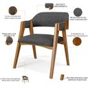 Ver imagem 4 de Kit 02 Cadeiras para Sala de Jantar e Estar Living Estofada Suran L02 Linho Cinza Escuro - Lyam Lyam