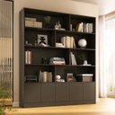 Ver imagem 1 de Estante de Livros 100% MDF 154,6CMX180,5cm 5 Portas 8 Nichos Versatile Preto