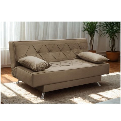 Sofá Cama 1,80m Istambul Suede Cappuccino Mirra Decor