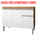 Ver imagem 3 de Balcão Gabinete de Cozinha 3 Portas 100cm Tatiane sem Tampo:amêndoa Branco