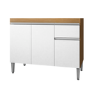 Ver imagem 1 de Balcão Gabinete de Cozinha 3 Portas 100cm Tatiane sem Tampo:amêndoa Branco