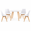 Ver imagem 2 de Conjunto de Jantar Mesa Leda 80cm Branca + 4 Cadeiras Leda com Almofada Branca