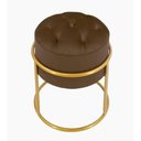 Ver imagem 2 de Kit 2 Puff Banqueta Estofado Decorativo Base de Ferro Capitonê Suede Marrom Eli Móveis e Decoração