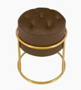 Ver imagem 2 de Kit 2 Puff Banqueta Estofado Decorativo Base de Ferro Capitonê Suede Marrom Eli Móveis e Decoração