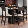 Conjunto de Mesa e 4 Cadeiras para Sala de Jantar Milano Fosco-Poliman - Amêndoa / Savana - 1