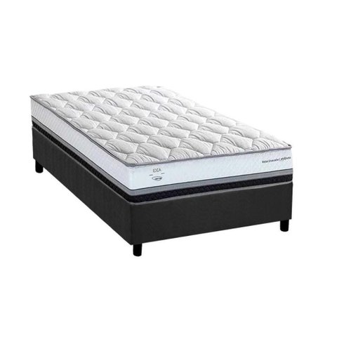 Cama Box Solteiro: Colchão Molas Ensacadas Herval La Playa C1634 + Base Crc Suede Gray (88x188x28)