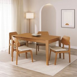 Kit Mesa de Jantar Extensível Retangular Tarsila e 4 Cadeiras Jandaia CabeCasa MadeiraMadeira - 2