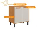Ver imagem 3 de Balcão de Cozinha para Forno ou Micro-ondas 2 Portas Nápoles - Itatiaia Cinamomo/off White