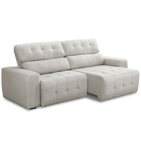 Sofá 3 Lugares Retrátil Reclinável para Sala de Estar 250cm Udine F04 Linho Cinza Claro - Lyam