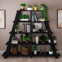 Ver imagem 2 de Estante Multiuso com 05 Prateleiras Star A02 134x82 Preto - Lyam Decor