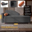 Ver imagem 3 de Sofá Cama Solteiro 1 Lugar com Baú Divã Bouclê Multifuncional Divã Quarto Hóspedes 195cm:Bouclê Cinz