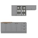 Ver imagem 1 de Cozinha Modulada Americana 4 Peças com Balcão 120cm sem Tampo Cinza/nature - Móveis Henn