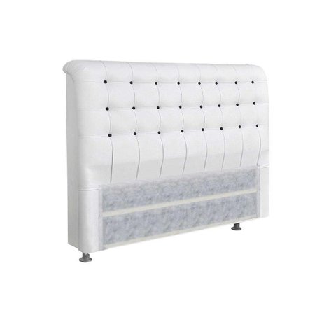 Painel de Cama Box Estofada Casal Dama Plus Courano Branco/preto - Simbal