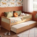 Ver imagem 1 de Cama Infantil Solteiro com Grades e Cama Auxiliar Madeira Maciça Magna Kids Casatema MadeiraOriginals