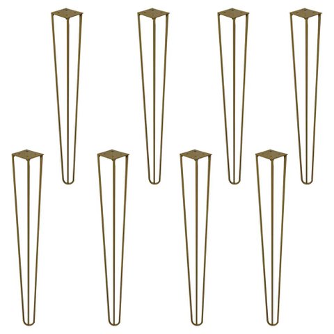 Kit 8 Pés de Metal 60 CM Hairpin Legs Mesa de Canto Aparador Dourado