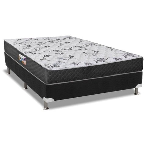 Cama Box Casal: Colchão Ortopédico Herval D28/AG65 Ortopedic Black + Base CRC Suede Black(138x188)