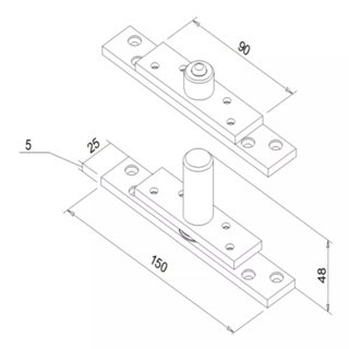 Dobradiça Pino Porta Pivotante até 350kg Pado - 4