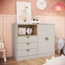 Ver imagem 1 de Cômoda para Quarto Infantil com Nichos Lille Bege/Arenas