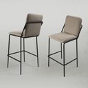 Ver imagem 6 de Banqueta Alta Moderna Estilo Industrial na Cor Preta com Tecido Linho Bege