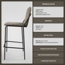 Ver imagem 3 de Banqueta Alta Moderna Estilo Industrial na Cor Preta com Tecido Linho Bege