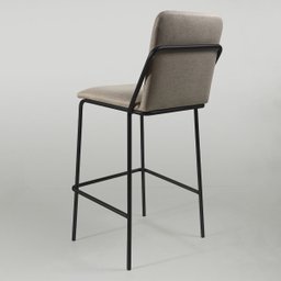 Banqueta Alta Moderna Estilo Industrial na Cor Preta com Tecido Linho Bege - 4