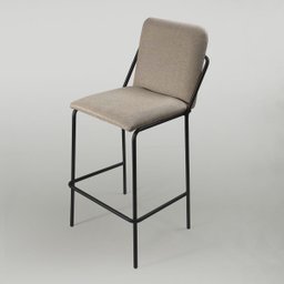 Banqueta Alta Moderna Estilo Industrial na Cor Preta com Tecido Linho Bege - 5