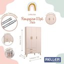 Ver imagem 6 de Jogo de Quarto Infantil Isis Guarda Roupa 3 Portas e Berço Rosa - Reller Móveis