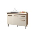 Ver imagem 2 de Balcão Gabinete de Pia 120cm Any 3 Portas e 1 Gaveta sem Cuba/Tampo - Freijó/Off White