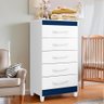 Cômoda de Bebê 5 Gavetas Branco Rosa Azul Quadriflex Evie Shop Jm - 1