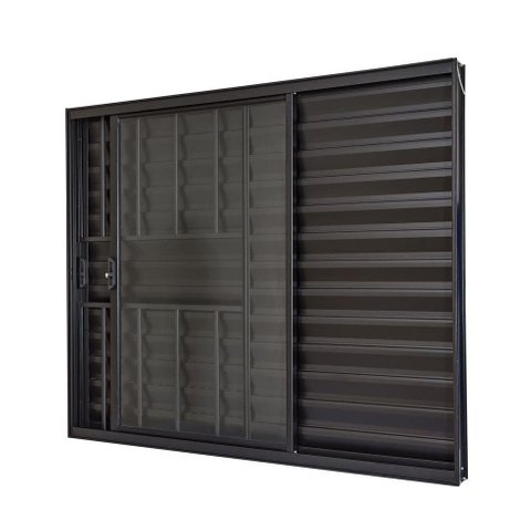 Janela de Correr Alumínio Preto 03F Veneziana c/Grade Classic - 120x150