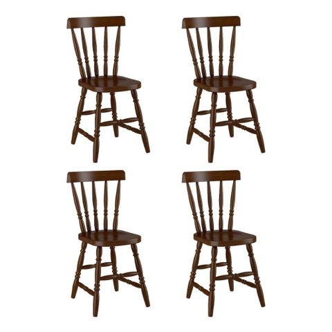 Conjunto com 4 Cadeiras de Jantar Madeira Maciça Multimóveis Cr50087 Castanho Castanho