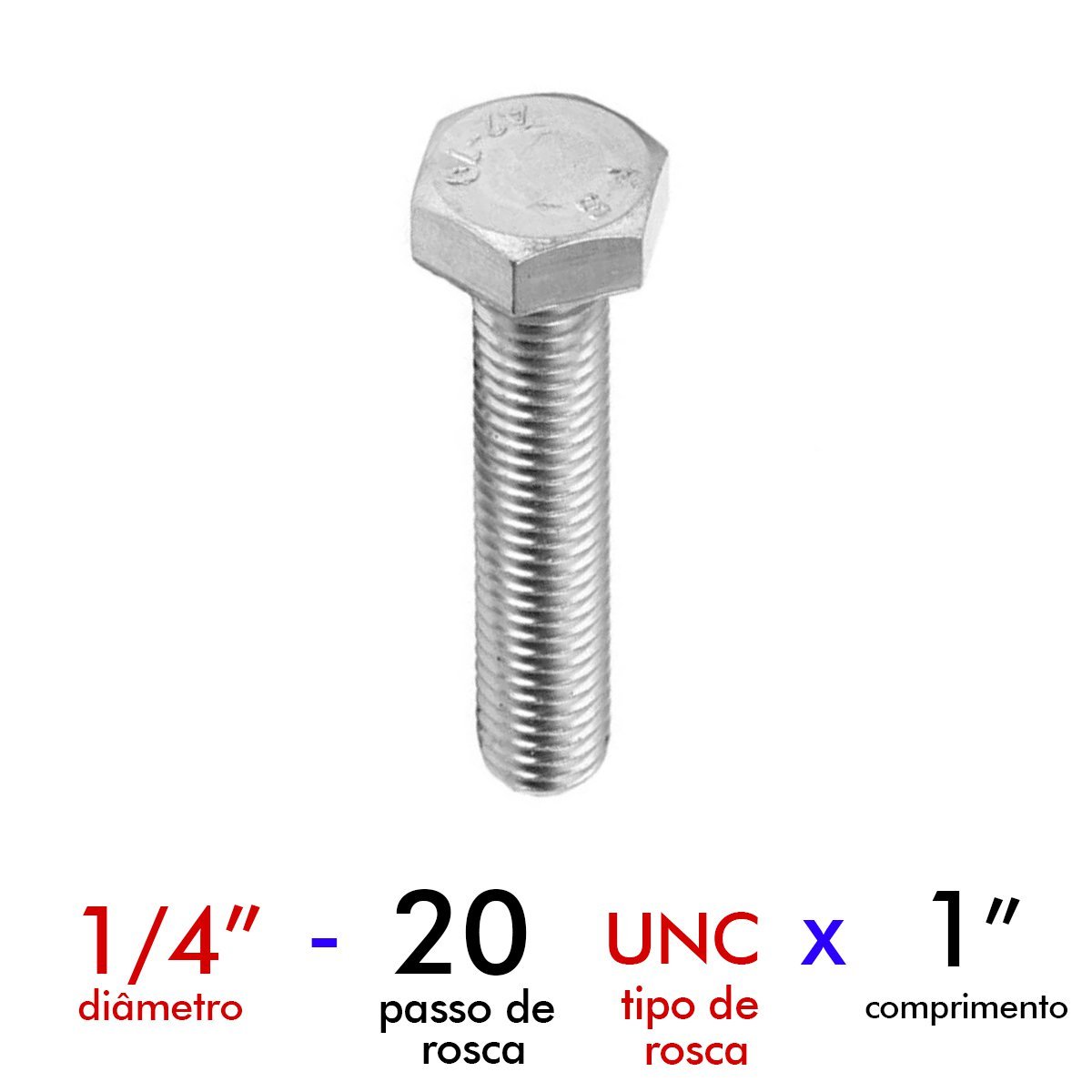 Parafuso Sextavado Rosca Inteira 1/4X1 Caixa com 100 - 2