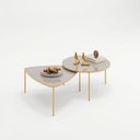 Ver imagem 2 de Mesa de Centro Sala Kit 2 Orgânica Pés Metal Dourado Dueto D04 - D'Rossi