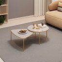 Ver imagem 1 de Mesa de Centro Sala Kit 2 Orgânica Pés Metal Dourado Dueto D04 - D'Rossi