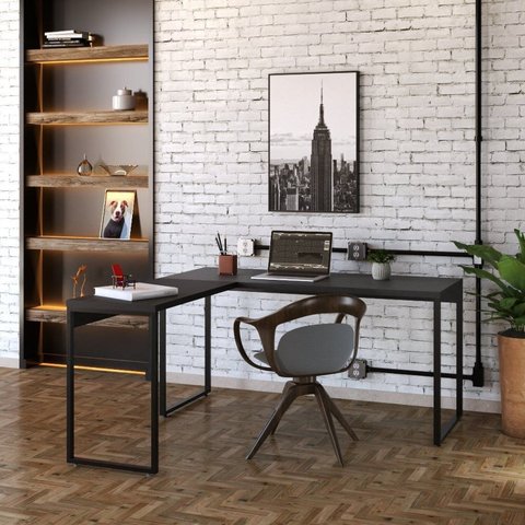 Mesa de Escritório Kuadra Ii 150 cm Yescasa Preto/Ônix