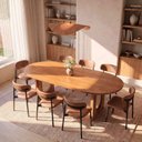 Ver imagem 1 de Conjunto de Jantar com Mesa Oval Tali 210cm e 8 Cadeiras Ema CabeCasa MadeiraOriginals Marrom