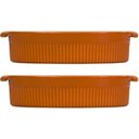 Ver imagem 1 de Kit 2 Travessas em Porcelana Refratária 25x16cm Oval Laranja Assar e Servir Germer