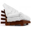 Ver imagem 1 de Sofá Cama Casal Futon Tokio Branco Off Acquablock Madeira Maciça Cor Imbuia