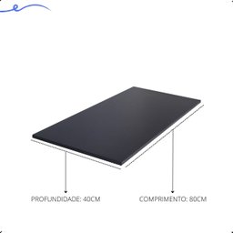 1 Prateleira Preta 80X40 Tampo Tabua Mdf  Organizadora Decoração Cozinha Quarto Banheiro Sala - 3