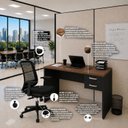 Ver imagem 7 de Conjunto Mesa de Escritório 120x60cm com 2 Gavetas + Cadeira Netflex Ergonômica Premium Reclinável