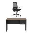 Ver imagem 2 de Conjunto Mesa de Escritório 120x60cm com 2 Gavetas + Cadeira Netflex Ergonômica Premium Reclinável