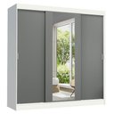 Ver imagem 1 de Guarda-roupa Madesa Reno 3 Porta Correr Espelho Branco Cinza