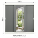 Ver imagem 5 de Guarda-roupa Madesa Reno 3 Porta Correr Espelho Branco Cinza
