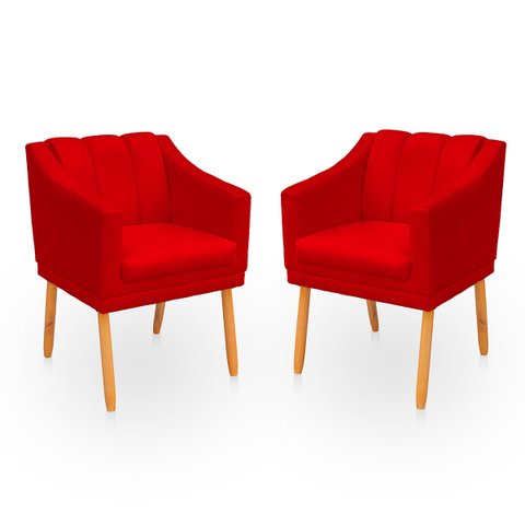 Kit Poltrona Cadeira para Sala Confortável e Moderna Mila Suede