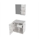 Ver imagem 3 de Kit Lavabo com Gabinete Suspenso, Cuba e Espelho Mármore Branco Tecno Mobili