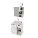 Ver imagem 2 de Kit Lavabo com Gabinete Suspenso, Cuba e Espelho Mármore Branco Tecno Mobili