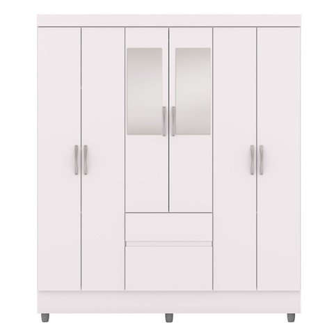 Guarda-roupa Casal 6 Portas 2 Gavetas com Espelho Ideval Branco/camarim